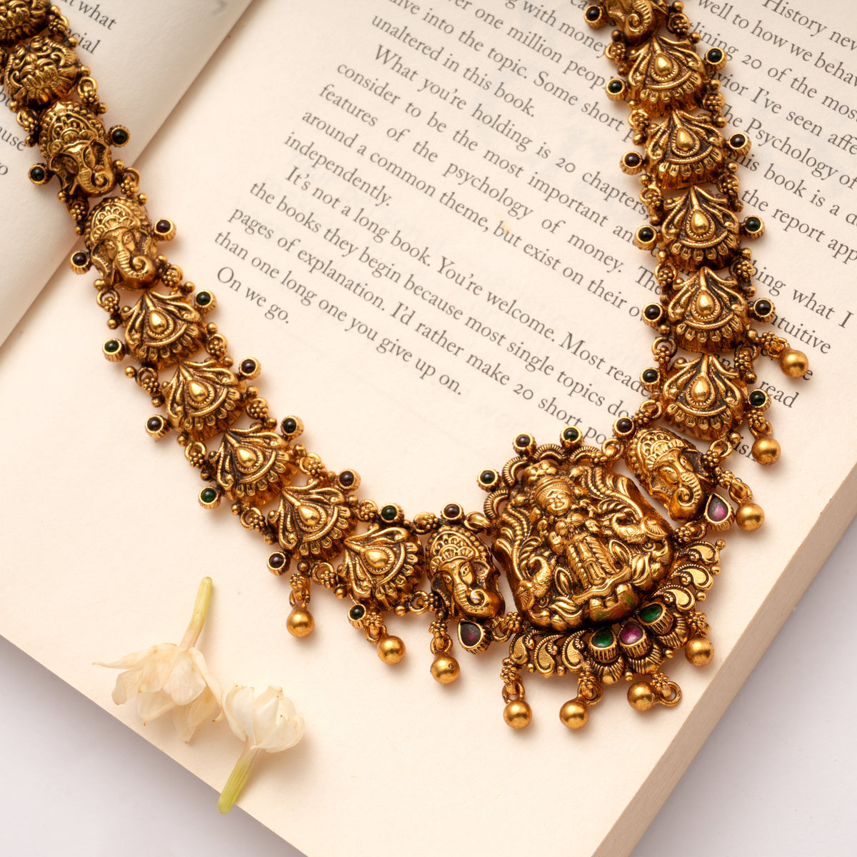 Antique Ganesha Motif Golden Haram