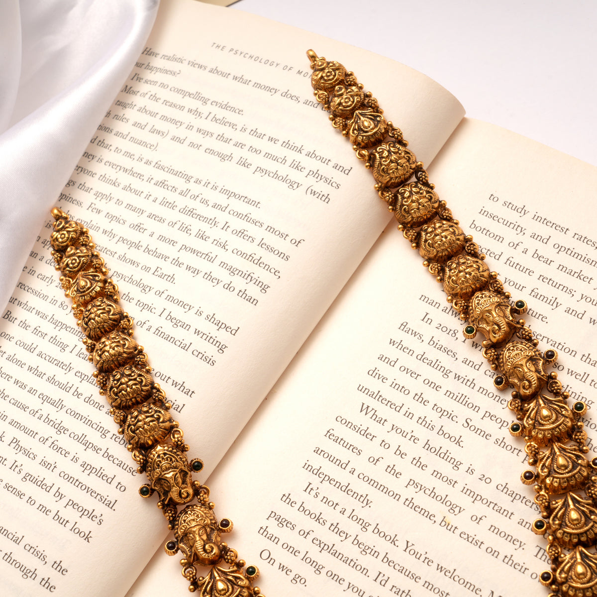 Antique Ganesha Motif Golden Haram