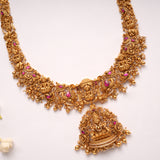 Elegant Lakshmi with Pink Stone Golden Haram