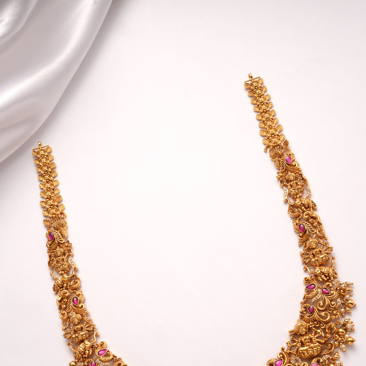 Elegant Lakshmi with Pink Stone Golden Haram