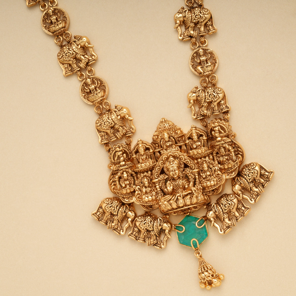 Antique Ashtalakshmi with Elephants Golden Haram