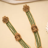 Multi Layer Ashtalakshmi Green Beads Golden Haram