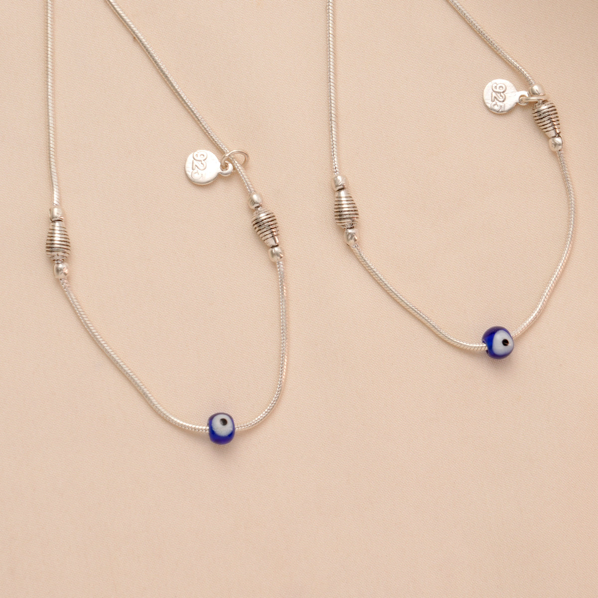 Modern Evil Eye Silver Anklet