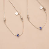 Modern Evil Eye Silver Anklet