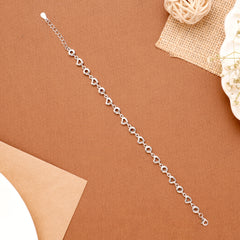 Elegant Hollow Heart Motif Silver Link Bracelet