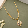 Pretty Paisley Design Pendant Golden Necklace