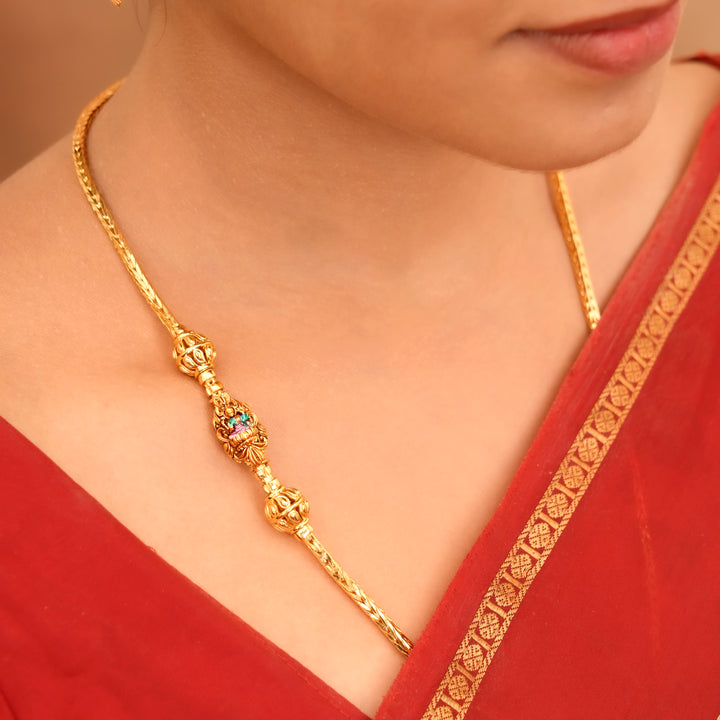 Lotus Lakshmi Golden Mugappu Chain