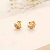 Swan White Stone Golden Stud