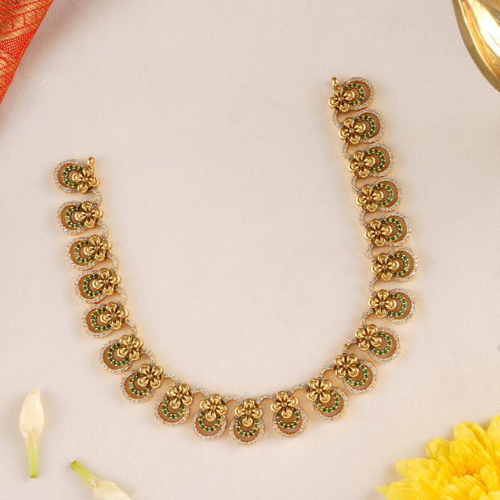 Emerald Blossom Circle Necklace