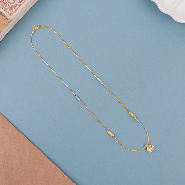 Dual Tone Tiny Shape Pendant Gold Necklace