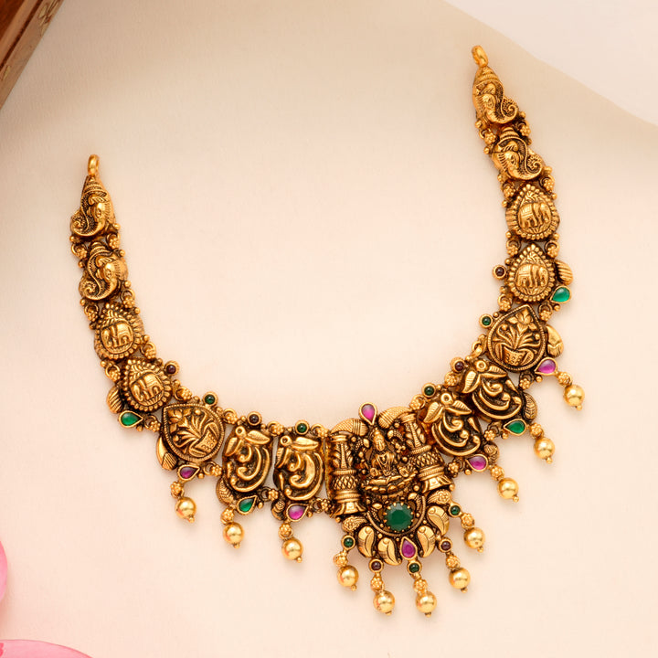 Antique Temple Inspired Lakshmi Necklace