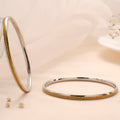 Plain Golden Stripe Silver Bangle