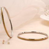 Plain Golden Stripe Silver Bangle
