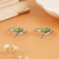 Classic Dual Green Leaf Silver Toe Ring