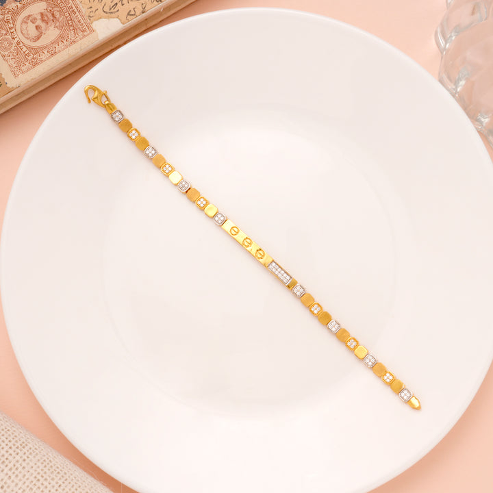Dual Finish Square Shape Gold Bracelet for Women