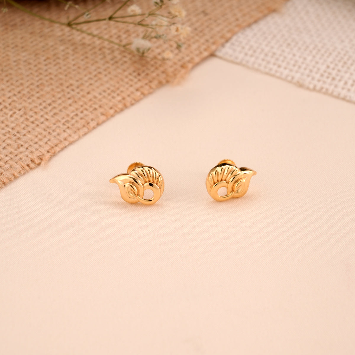 Swirl Design Casting Gold Plated Stud