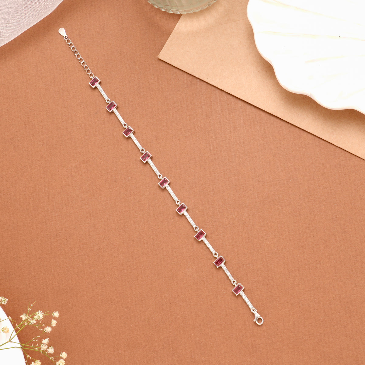 Radiant Women’s Red Stone Silver Bracelet
