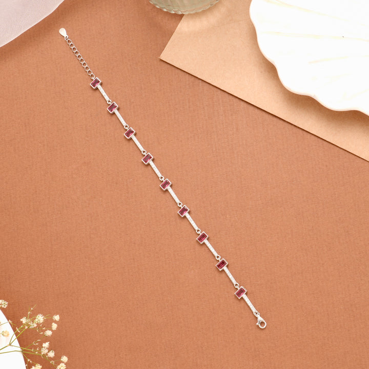 Radiant Women’s Red Stone Silver Bracelet