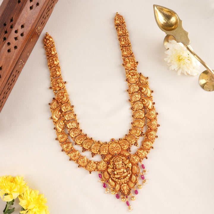 Peacock Ruby Emerald Nagas Work Bridal Necklace