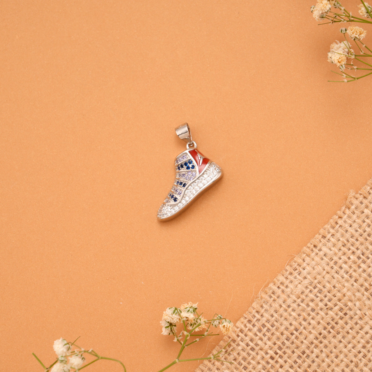 Vibrant CZ Sneaker Silver Pendant
