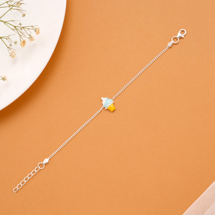 Ice Cream Cup Cake Silver Baby Bracelet