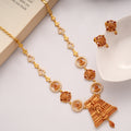 Meenakshi with Temple Casting Golden Necklace Set