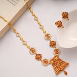 Meenakshi with Temple Casting Golden Necklace Set