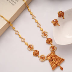 Meenakshi with Temple Casting Golden Necklace Set