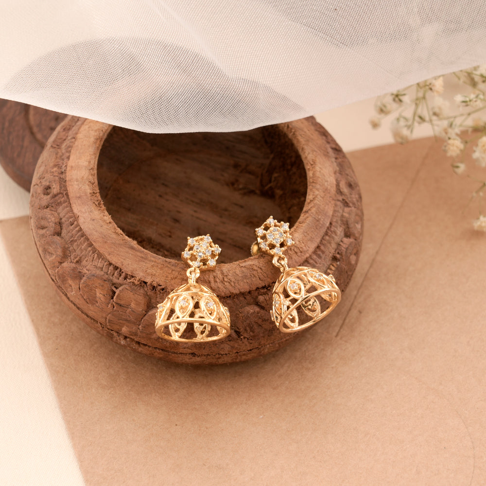 Bloom Petal Silver Gold Plated Jhumkas
