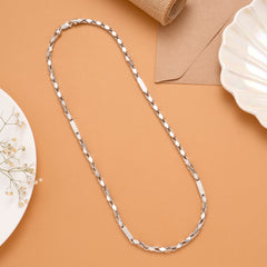 Angular Link Style Men’s Silver Chain