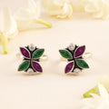 Ruby & Emerald Flower Design Toe Ring