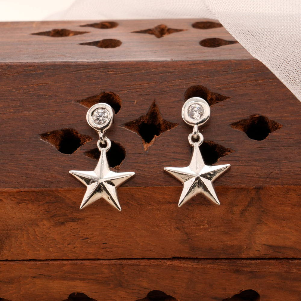 Sparkling Silver Star Stud