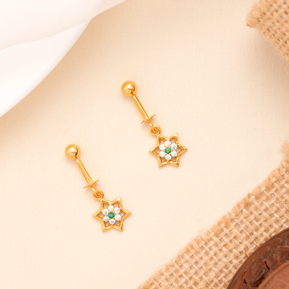 Star Design Floral White Stone Golden Koppu