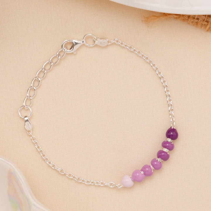 Purple Gradient Beaded Baby Silver Bracelet