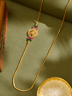 Circle Lakshmi Ruby & Emerald Mugappu Chain