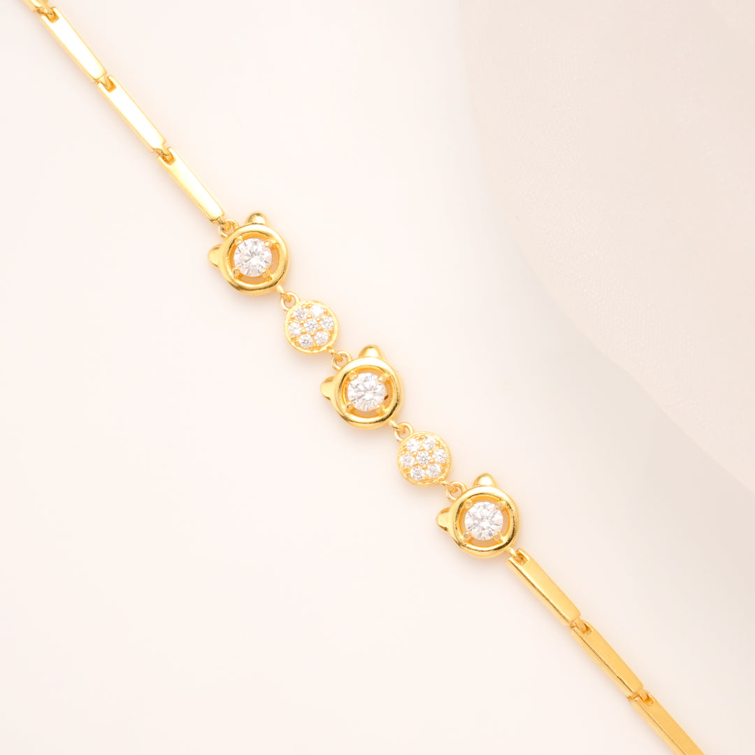 Celestial Spark Gold Plated Round CZ Stone Bracelet