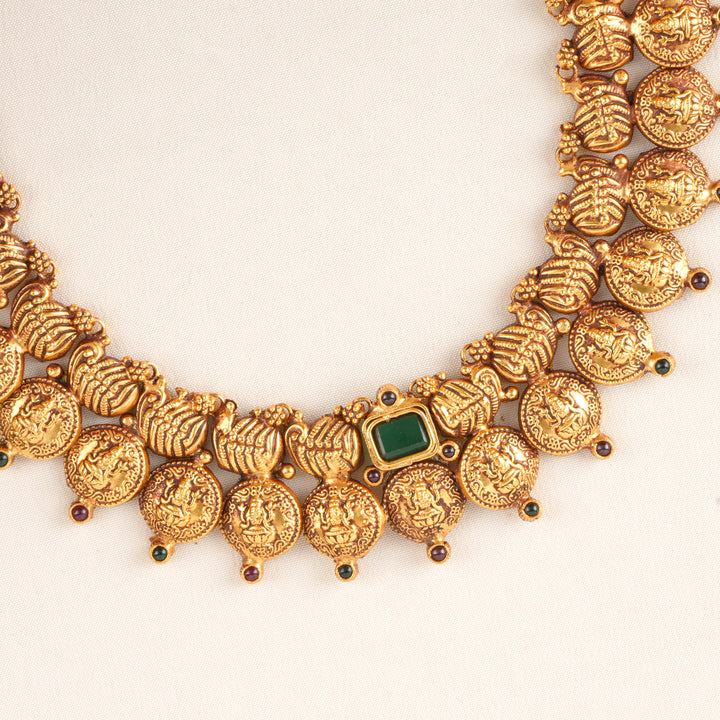 Halo Emerald with Lakshmi Nagas Necklace