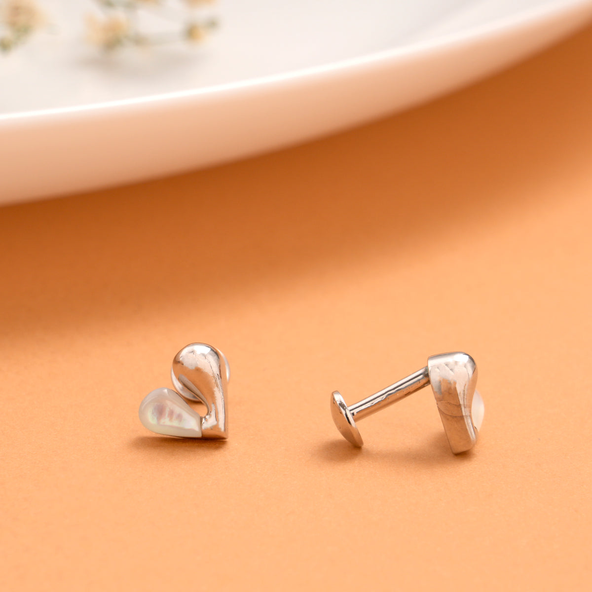 Trendy Duo Heart Silver Stud