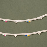 Multicolour Enamel Silver Anklet