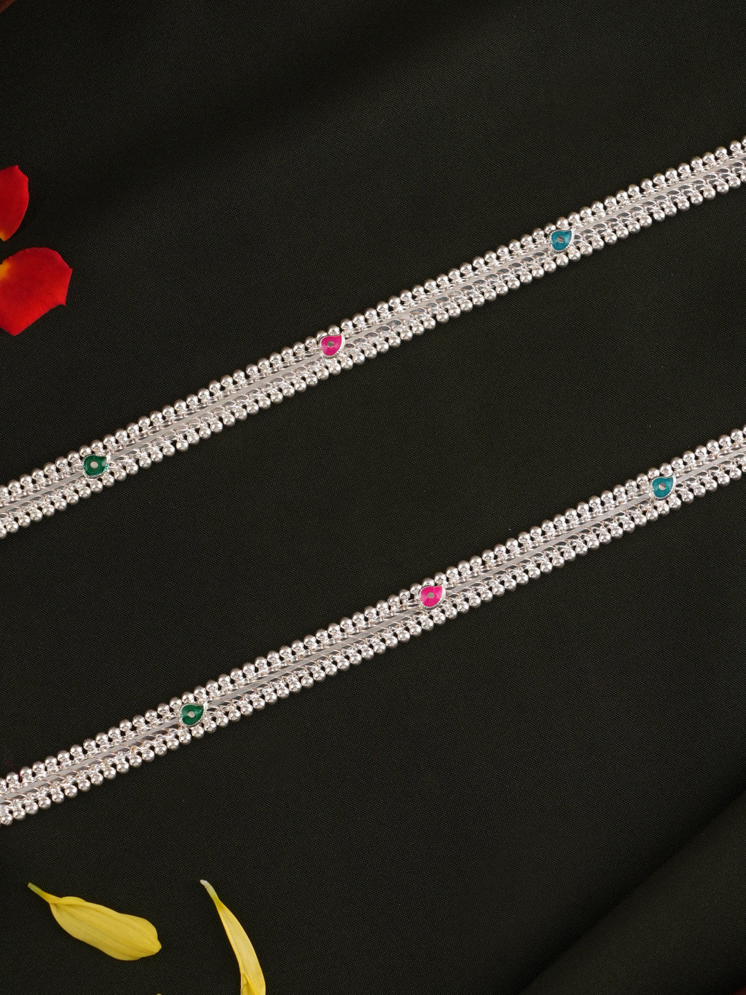 Double Arumbu Silver Anklet