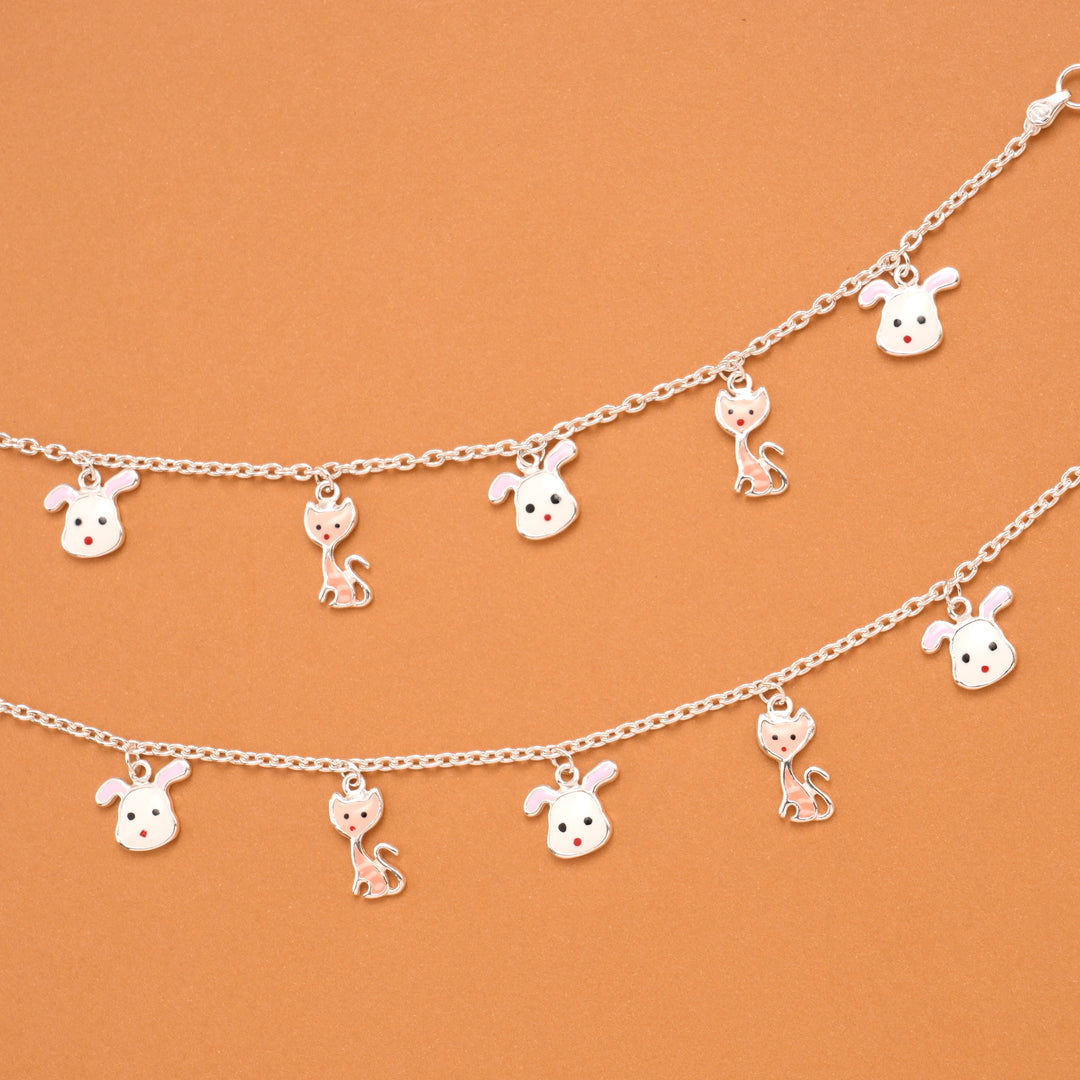 Cute Cartoon Animal Silver Baby Anklets