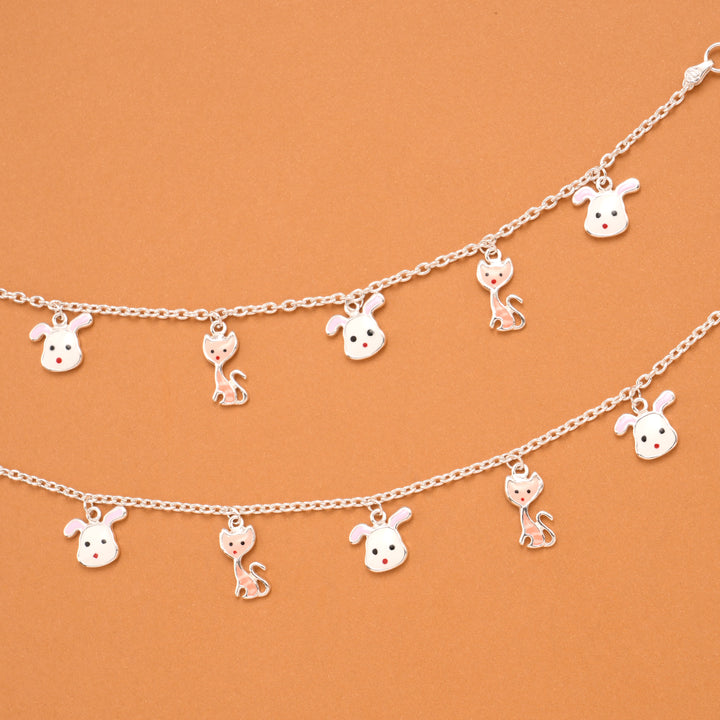 Cute Cartoon Animal Silver Baby Anklets
