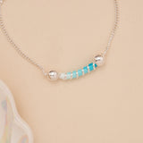 Blue & White Spiral Bead Baby Silver Bracelet