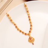 Geometric Ruby Filigree Pendant Necklace Set