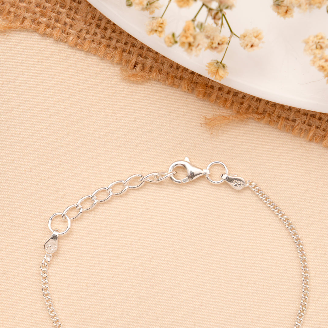 Blue & White Spiral Bead Baby Silver Bracelet