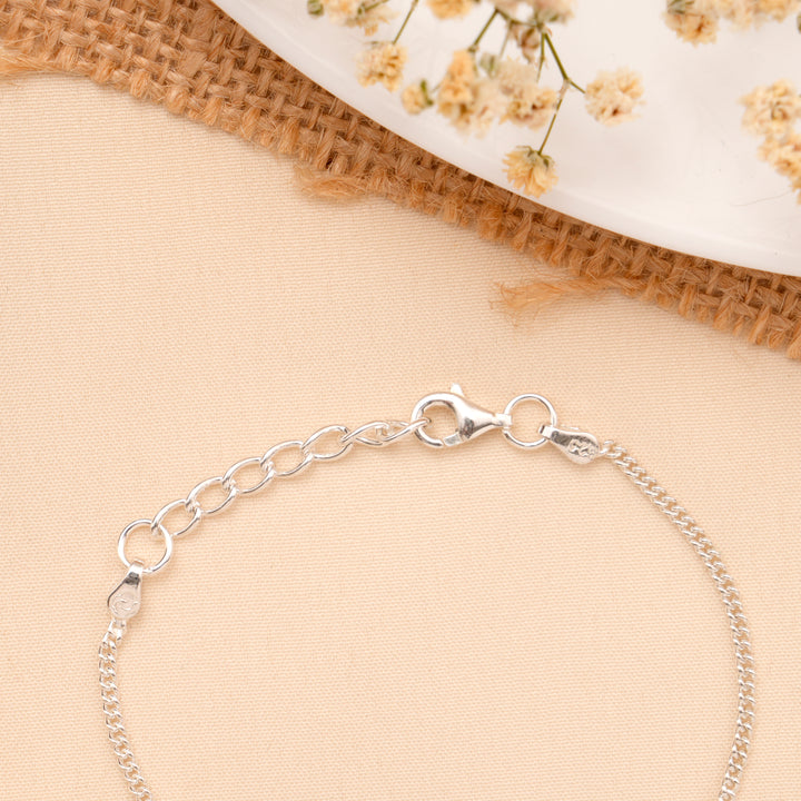 Blue & White Spiral Bead Baby Silver Bracelet