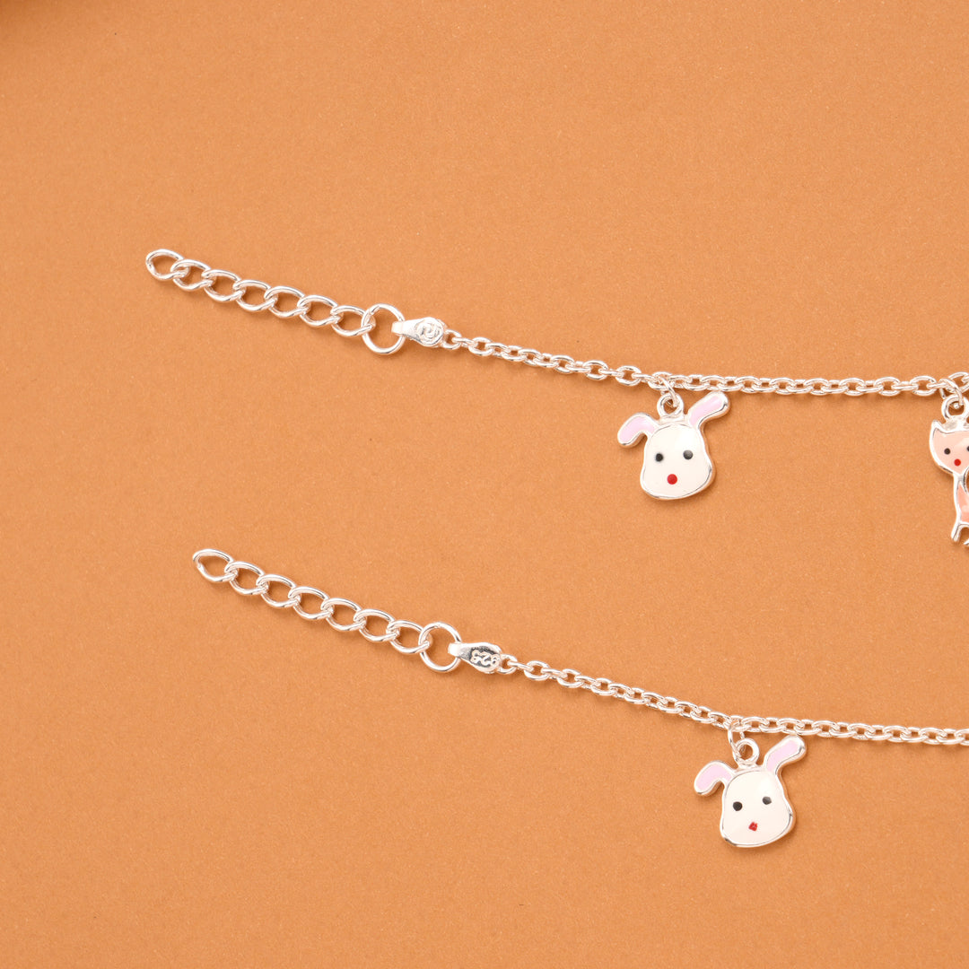 Cute Cartoon Animal Silver Baby Anklets