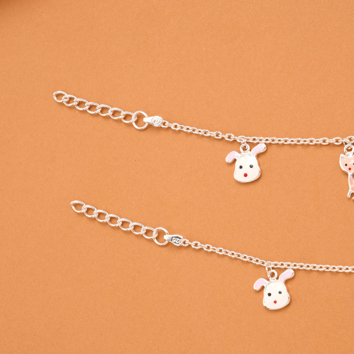Cute Cartoon Animal Silver Baby Anklets