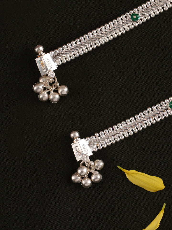 Double Arumbu Silver Anklet