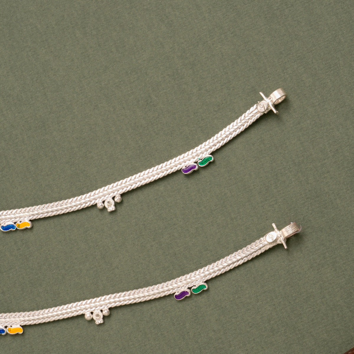 Multicolour Enamel Silver Anklet